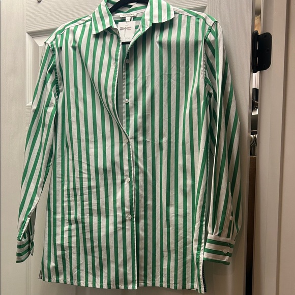 Tyler Boe Green and White Striped Blouse NWT Size Small - Picture 2 of 11